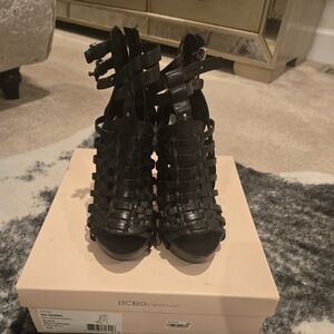 BCBGeneration Black Strappy Heels